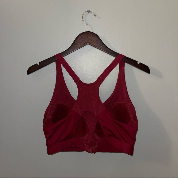 Gymshark Sports Bra Women's Size Medium Dark Red Racer Back Padded Mesh - Picture 7 of 10